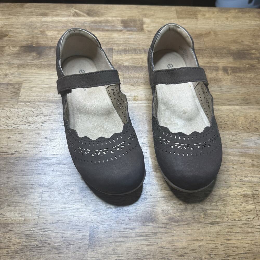 Earth Origins Brady Mary Jane Shoes Womens 7.5W Brown Leather Comfort Flats